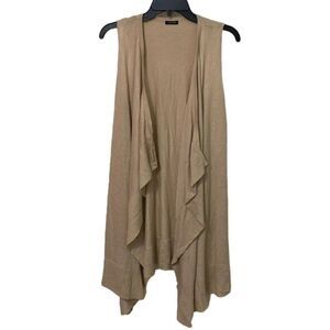 Magaschoni Beige Knit Open Cardigan Sweater Vest Womens Size Small? Lagenlook
